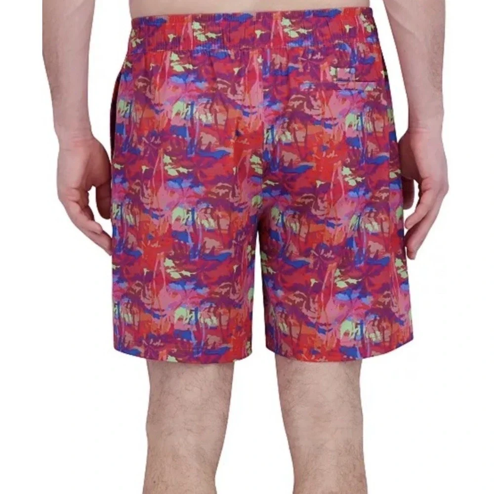 ROBERT GRAHAM Palm Trees Swim Trunks Board Shorts Pink‎ Men's Sz L *NEW* $79